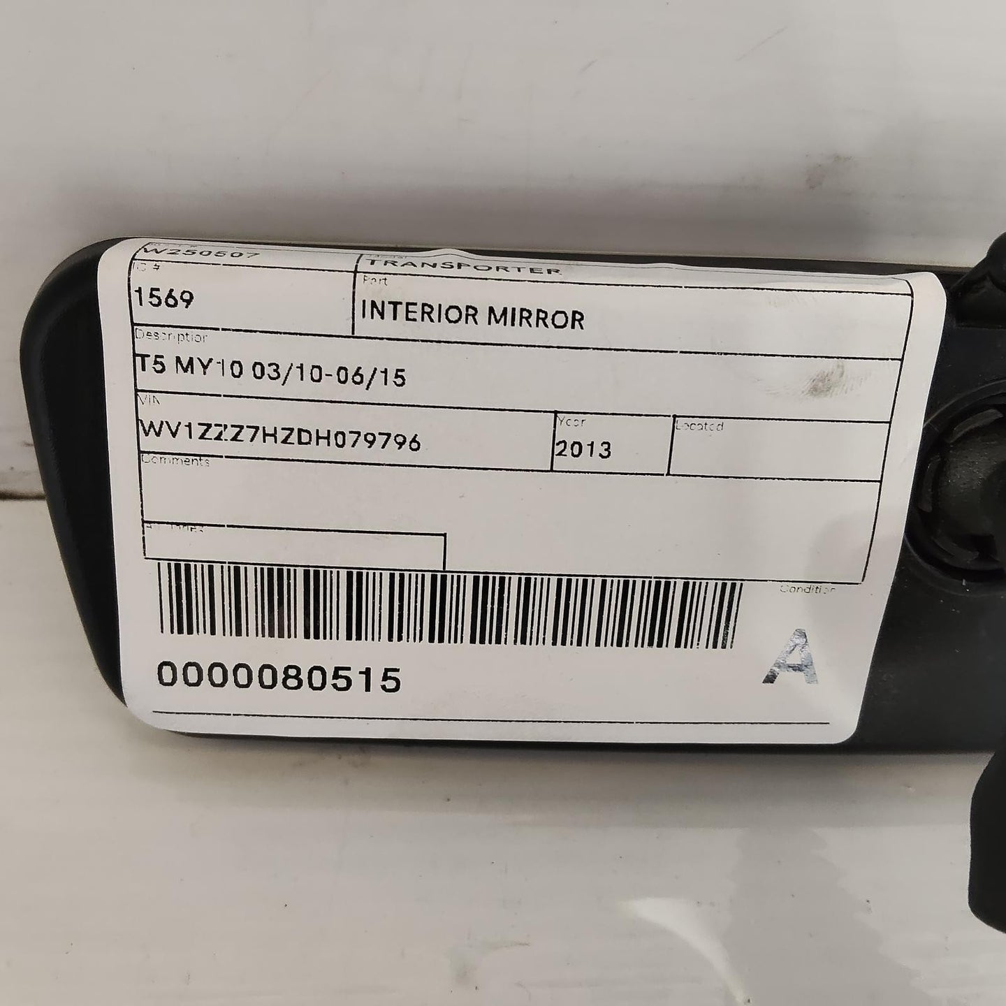 VOLKSWAGEN TRANSPORTER INTERIOR MIRROR T5 MY10 03/10-06/15 10 11 12 13 14 15