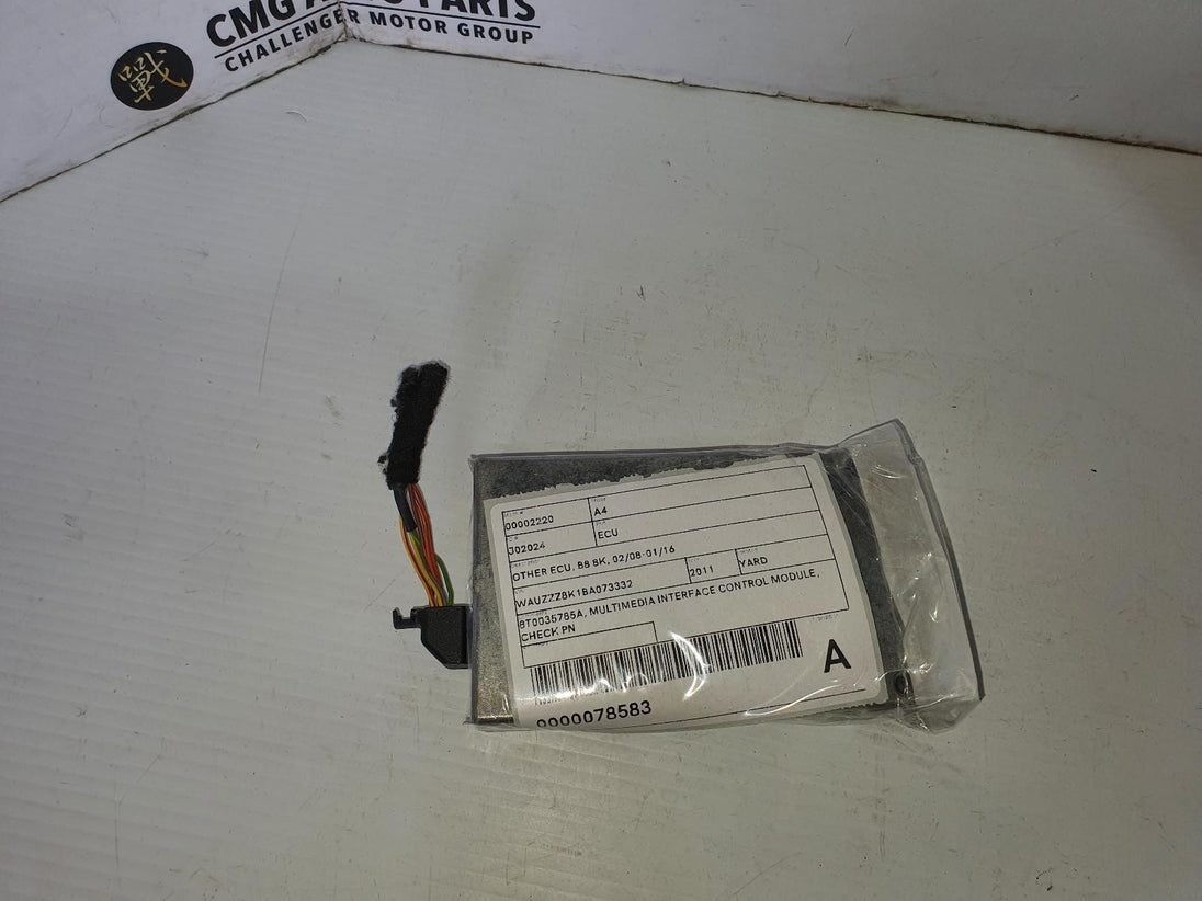 AUDI A4 8T0035785A, MULTIMEDIA INTERFACE 8K, 02/08-01/16 08 09 10 12 13 14 15 16