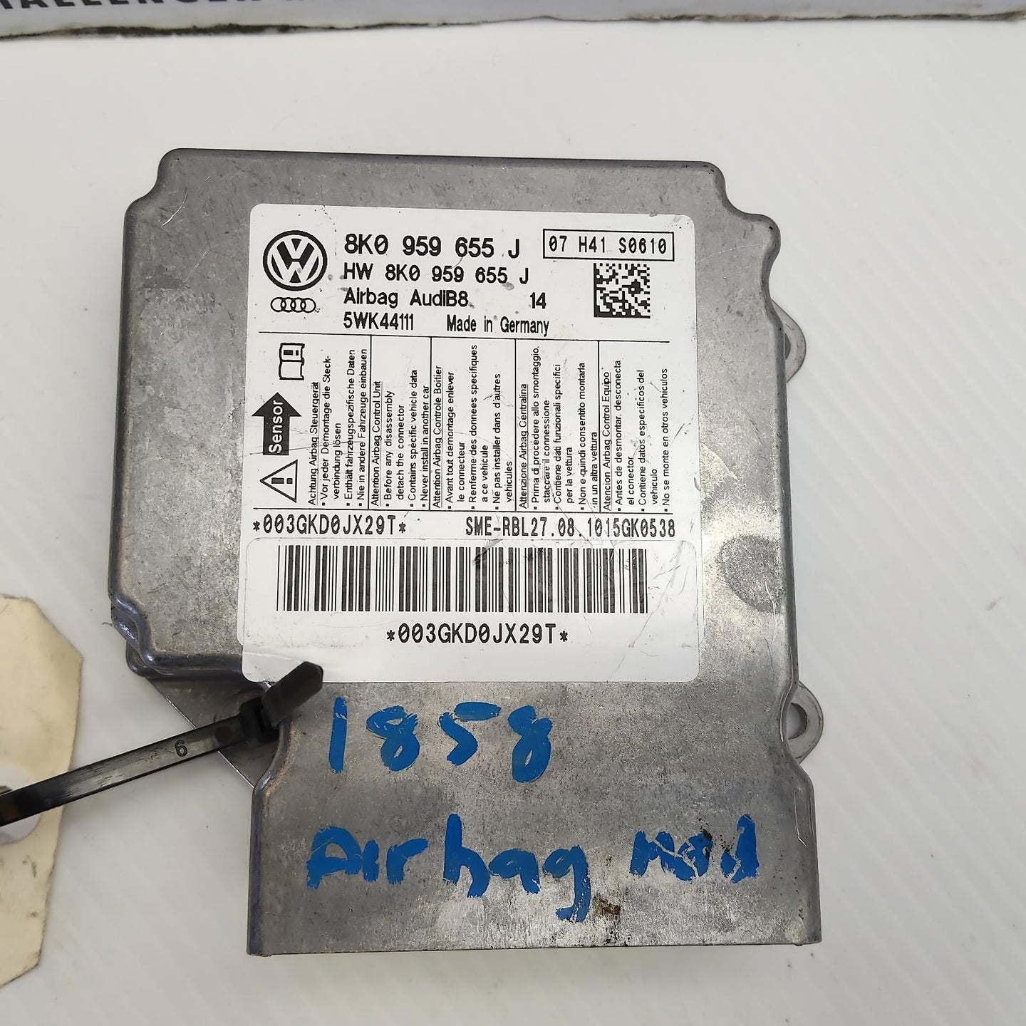 AUDI A4 A/BAG MODULE/SENSOR MODULE, B8 8K, 8K0959655J 02/08-06/12 