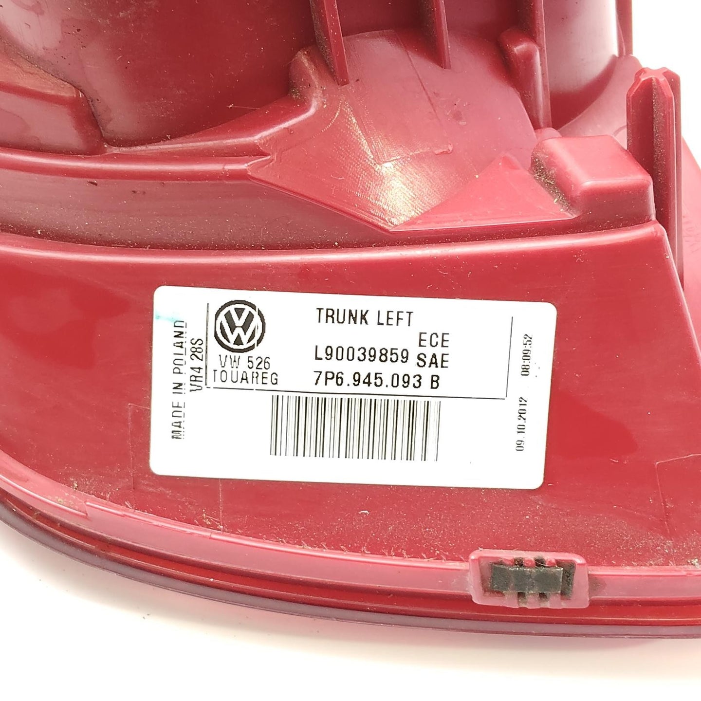 VOLKSWAGEN TOUAREG REAR GARNISH TAILGATE LAMP (LH SIDE), NON LED TYPE, 7P, 12/10