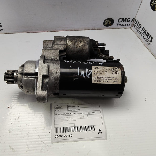 VOLKSWAGEN TRANSPORTER STARTER MOTOR DIESEL, 2.0, TURBO,02M911024 , T5, 12