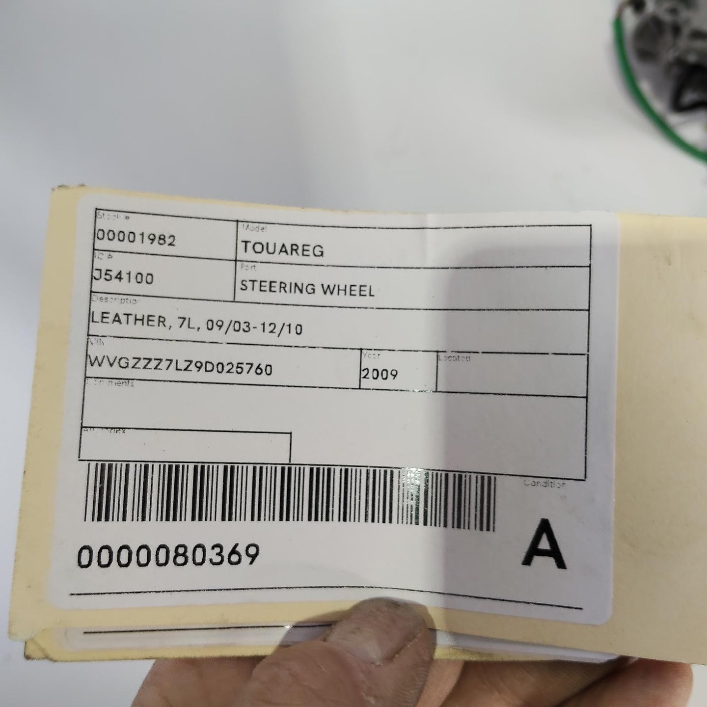 VOLKSWAGEN TOUAREG STEERING WHEEL LEATHER, 7L, 09/03-12/10 03 04 05 06 07 08 09 