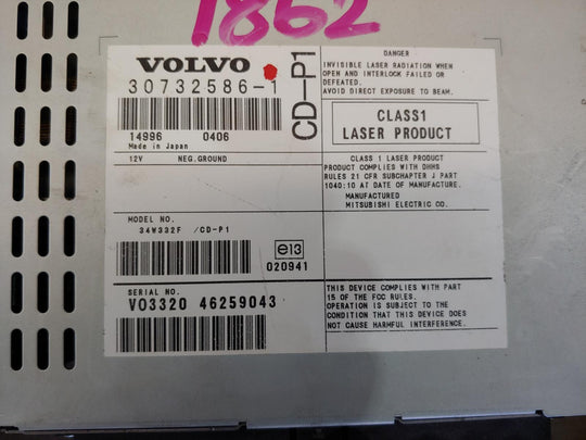 VOLVO V50 STEREO/HEAD UNIT RADIO/CD PLAYER, VIN YV1MW..., 03/04-08/12 04 05 06 0