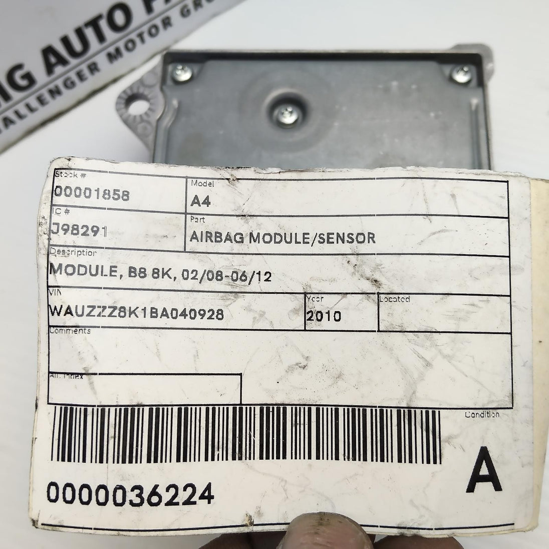 AUDI A4 A/BAG MODULE/SENSOR MODULE, B8 8K, 8K0959655J 02/08-06/12 