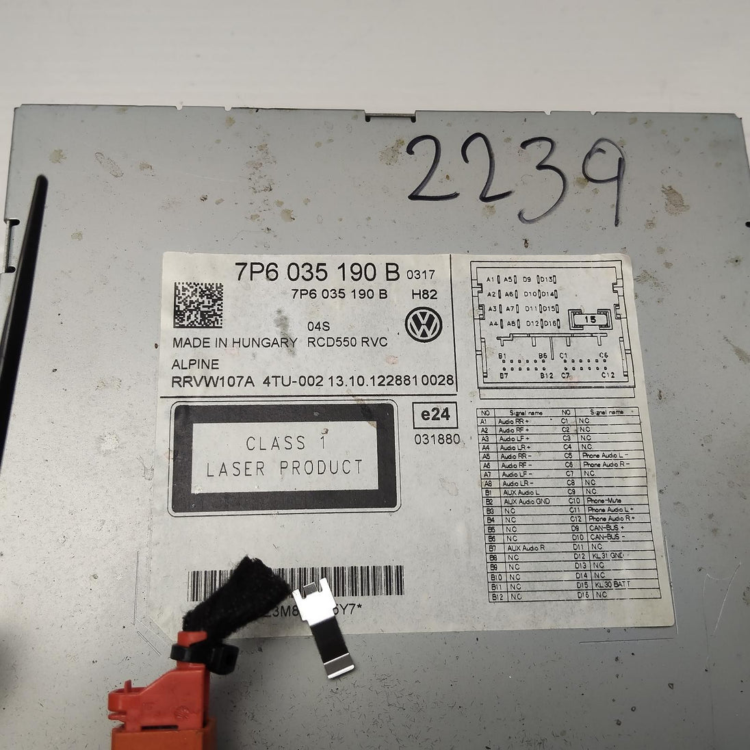 VOLKSWAGEN TOUAREG STEREO/HEAD UNIT, 7P6035190B, 7P, 12/10-04/18 10 11 12 1