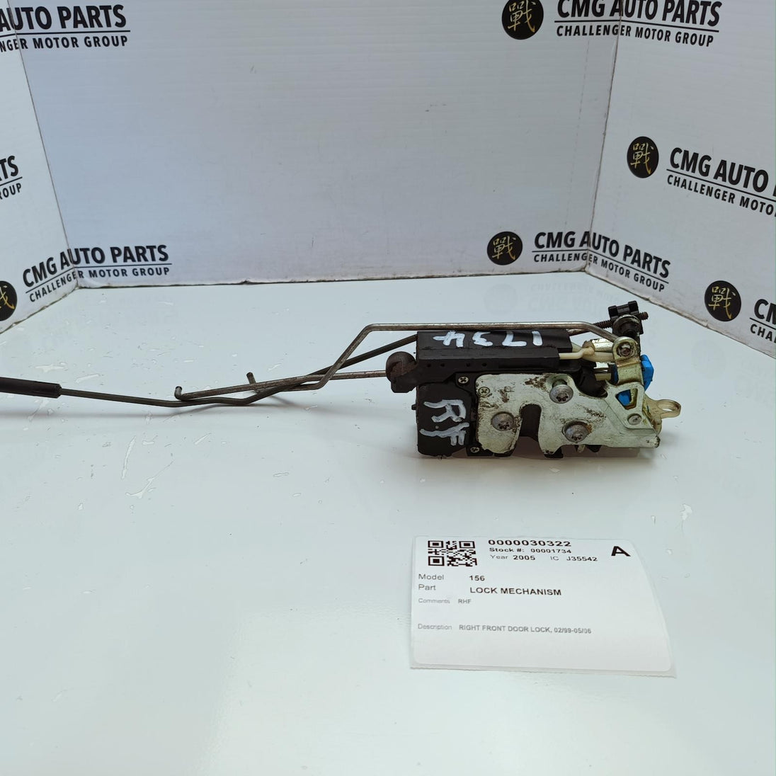 ALFA ROMEO 156 LOCK MECHANISM RIGHT FRONT DOOR LOCK, 02/99-05/06 99 00 01 02 03 