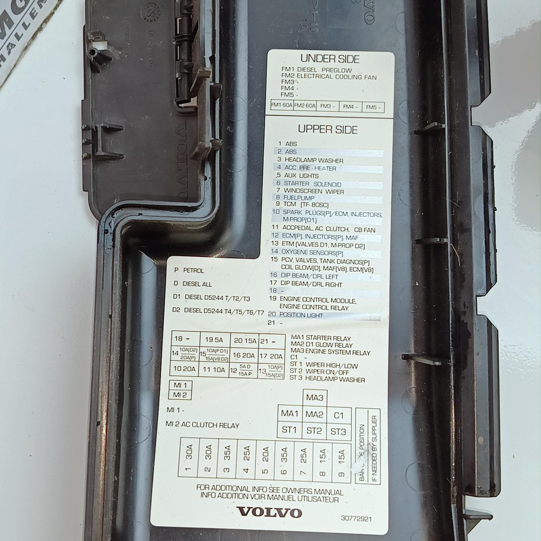 VOLVO XC90 FUSE BOX ENGINE BAY, DIESEL, 2.4, D5244T4,30786646, VIN YV1C*71