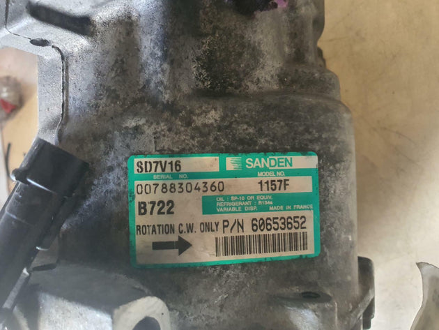 ALFA ROMEO 156 A/C COMPRESSOR 2.0 4CYL, SANDEN, SD7V16, P/N 11571157F, 02/99-12/